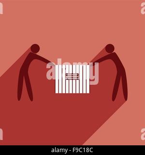 Flat with shadow icon and mobile application people load Stock Vector