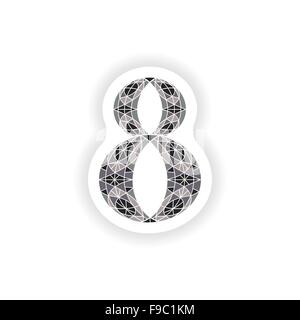 sticker Low poly number 8 in gray mosaic polygon Stock Vector