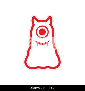 sticker cyclops monster with horns on a white background Stock Vector