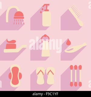 Flat with shadow concept and mobile application hygiene Stock Vector