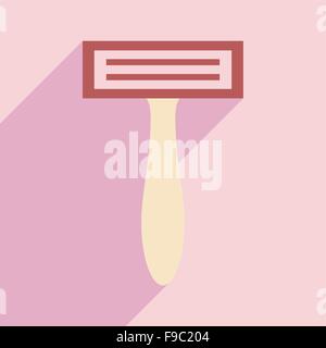Flat with shadow icon and mobile application shaver Stock Vector