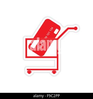 stylish sticker on paper bank card in the cart Stock Vector