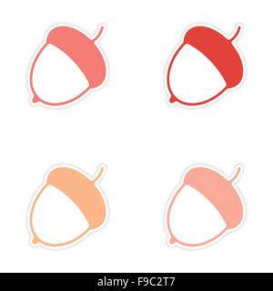 assembly realistic sticker design on paper acorn Stock Vector