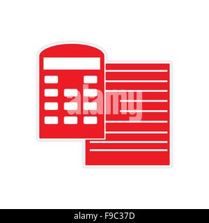 stylish sticker on paper documents and calculator Stock Vector