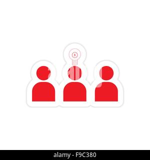 stylish sticker on paper Group people and light bulb Stock Vector