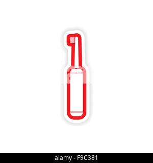 paper sticker on white background electric toothbrush Stock Vector