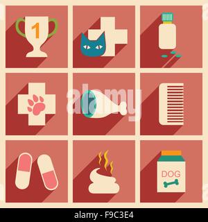 Flat with shadow concept and mobile application veterinary science Stock Vector