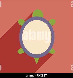Flat with shadow icon and mobile application turtle Stock Vector