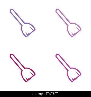 assembly sticker colored brooms on a white background Stock Vector