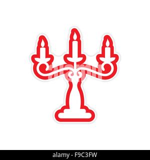 sticker candelabra and candles on a white background Stock Vector