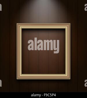 Vintage picture frame on wooden wall Stock Vector