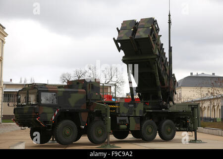 A German Army Patriot surface-to-air missile system. Stock Photo