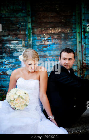 Bride and groom outdoor wedding portraits Stock Photo