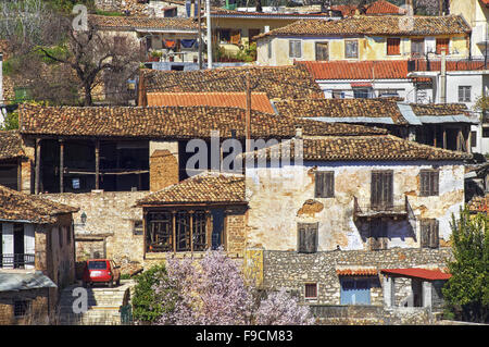 View of Harmena, the tannerers neighbourhood, found in the Amfissa old city, in Fokida region, Central Greece Stock Photo