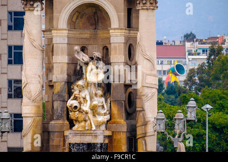 Fountain of Plaza d'Espanya or Spain square, is one of the city's biggest and important squares in Barcelona, Catalonia, Spain. Stock Photo