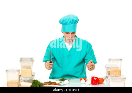 scared cook man worried pose. isolated white background Stock Photo - Alamy