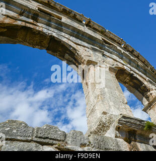 Ancient amphitheater in Pula Croatia Adriatis coast Europe Stock Photo