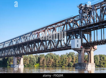 Danube Bridge Known As The Friendship Bridge. Steel Truss Bridge Over ...