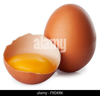 brown broken egg isolated on white background Stock Photo