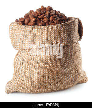 coffee beans in bag isolated on white background Stock Photo
