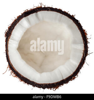 one half coconut top view isolated on white  background Stock Photo