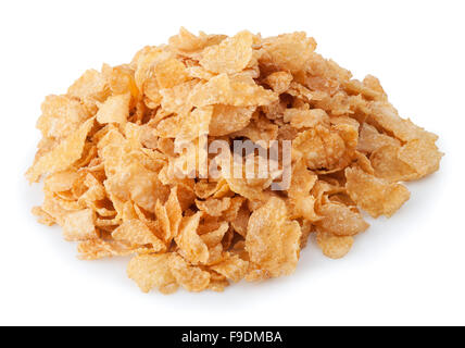 Heap of corn flakes isolated on white background Stock Photo