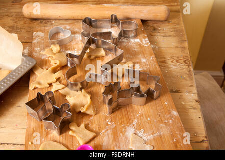 Christmas Preparations. The making of gingerbread is a time honored tradition. The remains of a baking session are left behind. Stock Photo