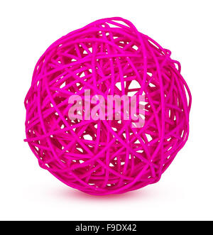 pink decorative wicker balls isolated on white background Stock Photo