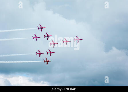 CONCORDE formation displayed by the Red Arrows in UK Stock Photo