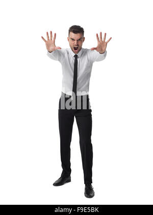 Businessman angry portrait isolated on white background Stock Photo