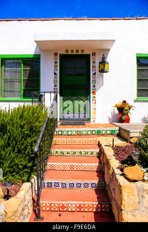 Flat roof home in a Spanish style design in Santa Barbara, California Stock Photo