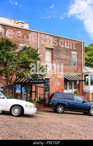 The Biscuit Company factory building in the old historic district of Vicksburg MS Stock Photo