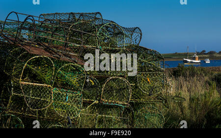 Lobster pots and sea view at Brancaster Staithe,Norfolk,England Stock Photo