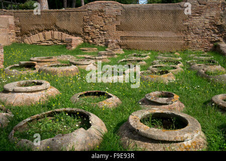 Large terracotta storage jars in  Ancient Roman port of Ostia, near Rome, Italy, Europe Stock Photo
