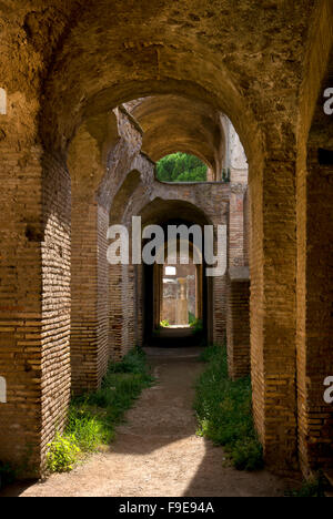 Brick archways in the ancient Roman port of Ostia, near Rome, Italy, Europe Stock Photo