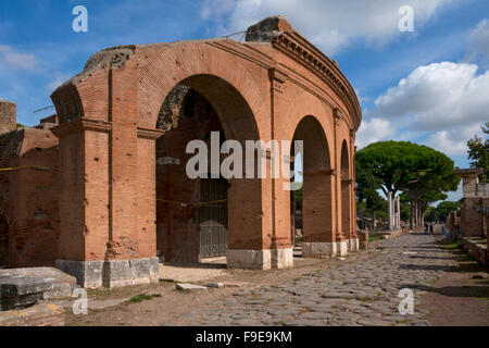 Theater of Orchestra and Scaena in Ancient Roman port city of Ostia near Rome, Italy Stock Photo