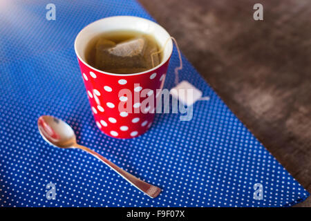 Cup of tea on a wooden table background Stock Photo