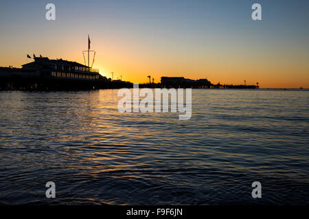 Stearns Wharf at dawn, Santa Barbara, California, USA. Stock Photo