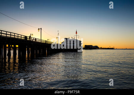 Stearns Wharf at dawn, Santa Barbara, California, USA. Stock Photo