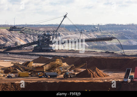 Lignite excavator in the Garzweiler opencast lignite mine Stock Photo