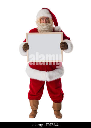 Santa Claus holding blank sign Portrait Isolated on White Background ...