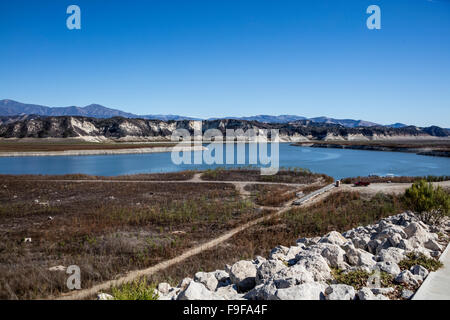 Drought effected Lake Cachuma, Los Padres National Forest, Santa Barbara County, California, USA Stock Photo