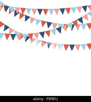 Garland of multicolored flags isolated on white background. Colored ...