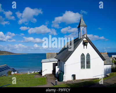 St Peter's Anglican Church, Coverack Village, Lizard Peninsula, Cornwall, England, UK Stock Photo