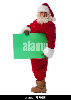 Santa Claus holding copyspace blank sign. Portrait Isolated on White ...