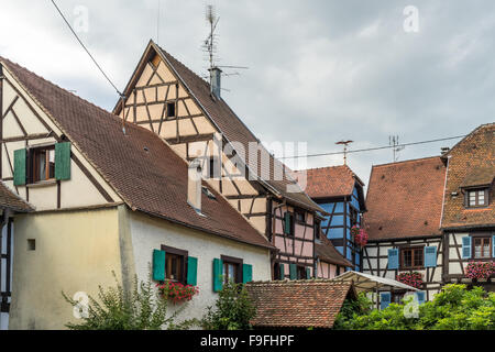 Architecture of Eguisheim in Haut-Rhin Alsace France Stock Photo