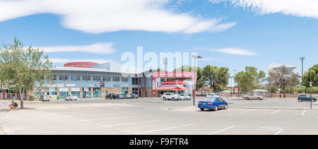 BLOEMFONTEIN, SOUTH AFRICA, DECEMBER 16, 2015: Panorama of the Bloemfontein Tourist Centre, with the Free State Rugby Stadium in Stock Photo