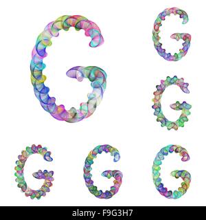 Colorful ellipse fractal font - letter G Stock Vector