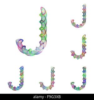 Colorful ellipse fractal font - letter J Stock Vector