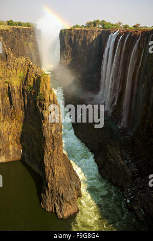 Victoria Falls during dry season (September) from the Zambian side, Zambia Stock Photo